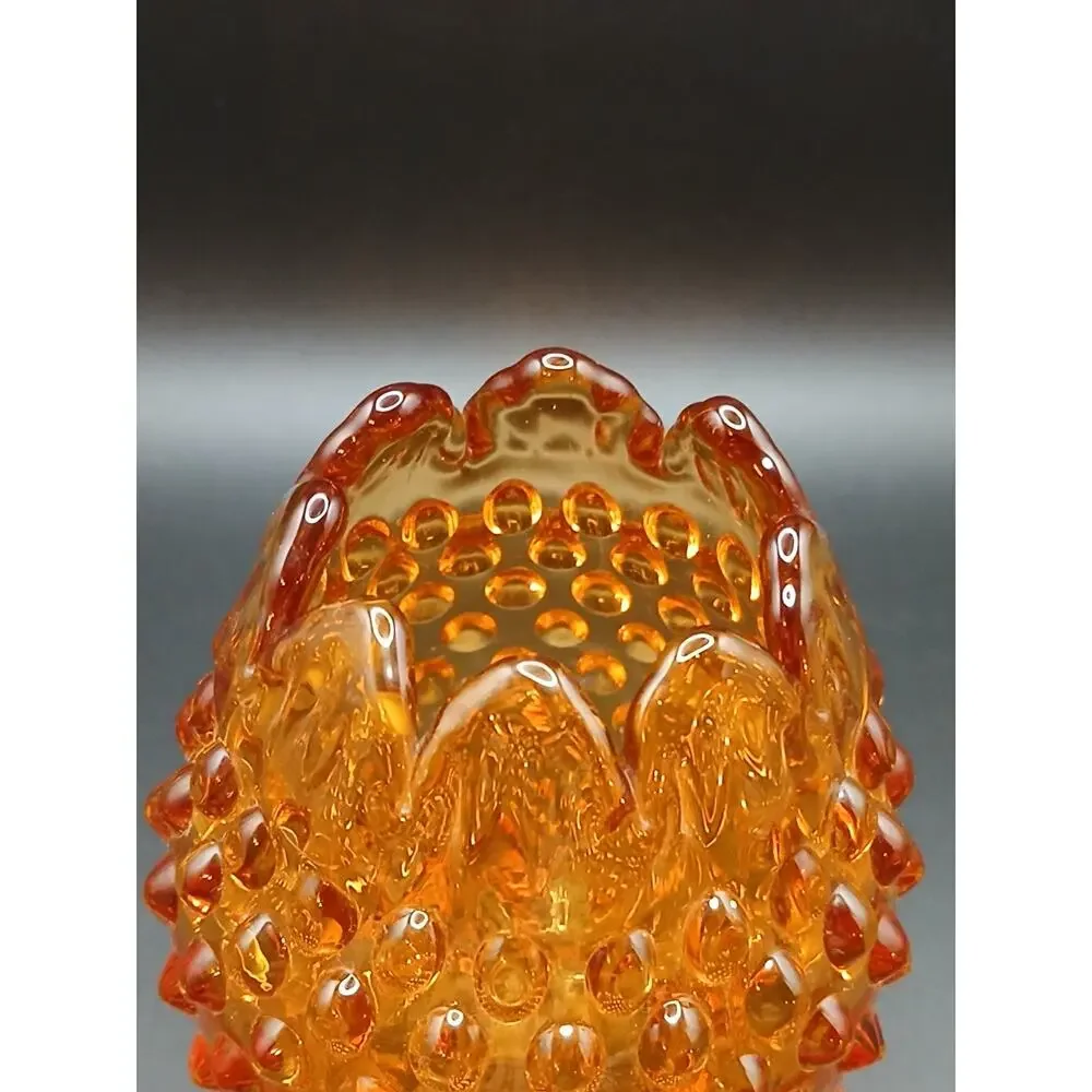 Vintage Fenton Amberina Hobnail 3-Footed Egg Rose Bowl Vase 5